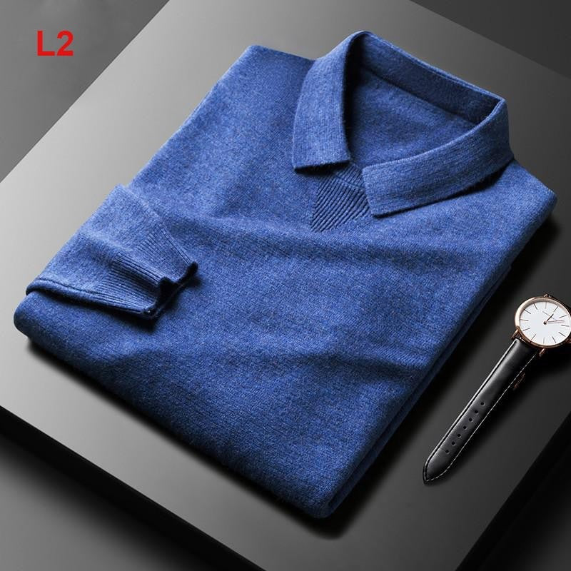 Casual Long-sleeved Sweater Fashion Polo Collar Trendy Men's Clothing