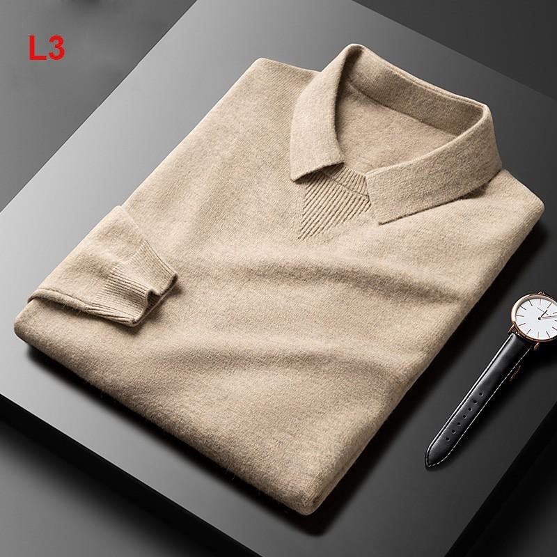 Casual Long-sleeved Sweater Fashion Polo Collar Trendy Men's Clothing