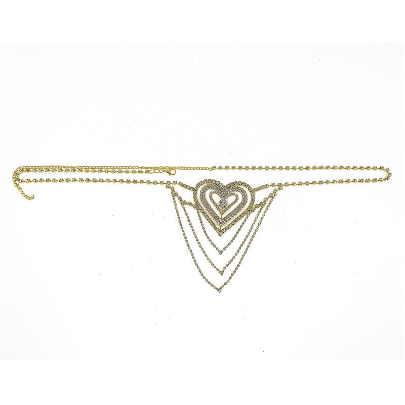 Product Card Diamond Sexy Love Rhinestone Panties Body Chain Ladies Accessories