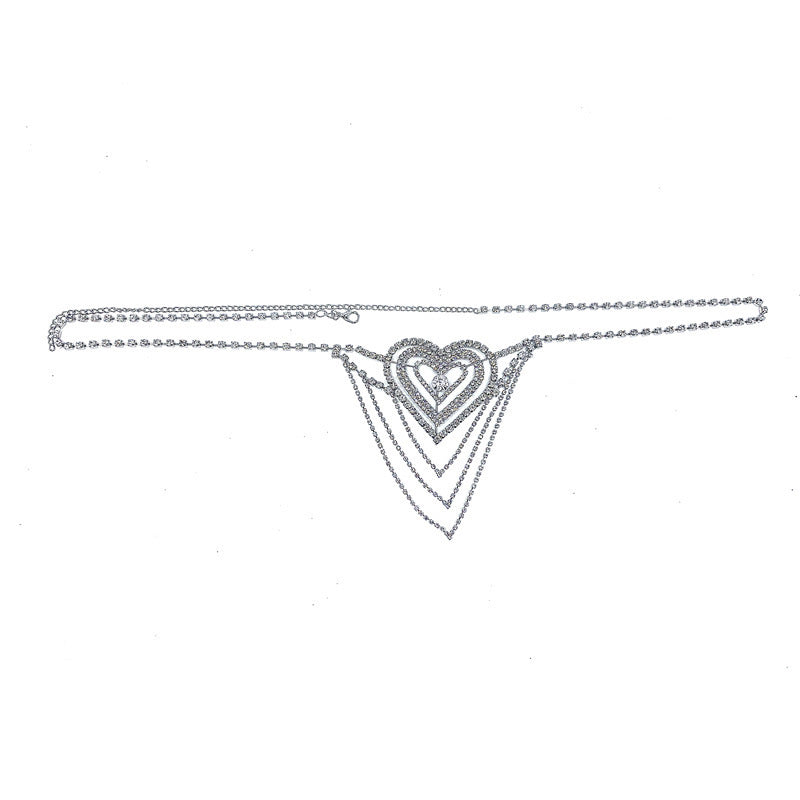 Product Card Diamond Sexy Love Rhinestone Panties Body Chain Ladies Accessories