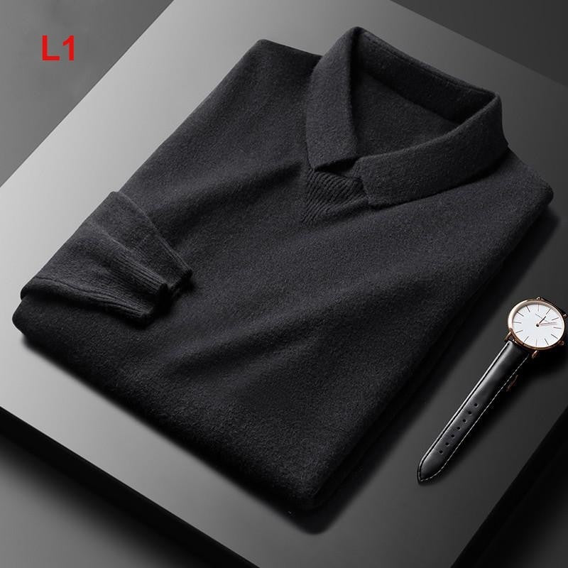 Casual Long-sleeved Sweater Fashion Polo Collar Trendy Men's Clothing