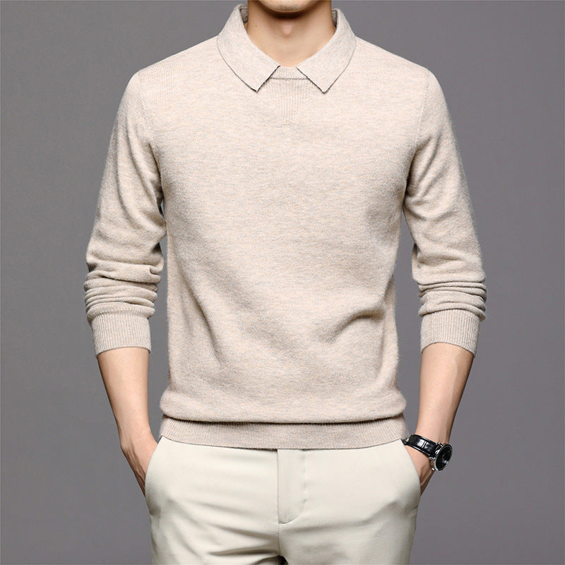 Casual Long-sleeved Sweater Fashion Polo Collar Trendy Men's Clothing