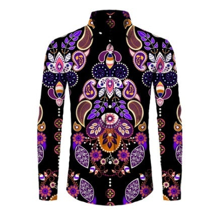 Men's Shirt Fashion Casual Printing Trendy Long Shirt Clothing