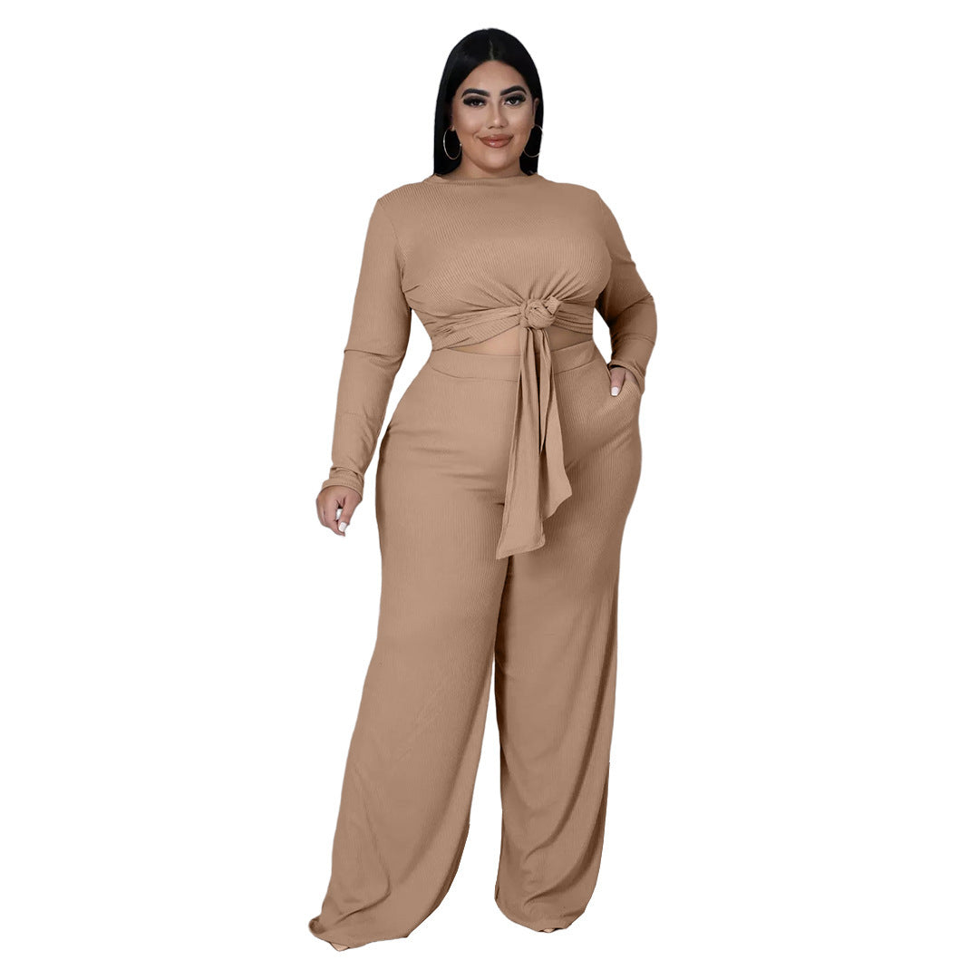 Fashion Plus Size Women's Clothing Pit Strip Cloth Strap Two-piece Set