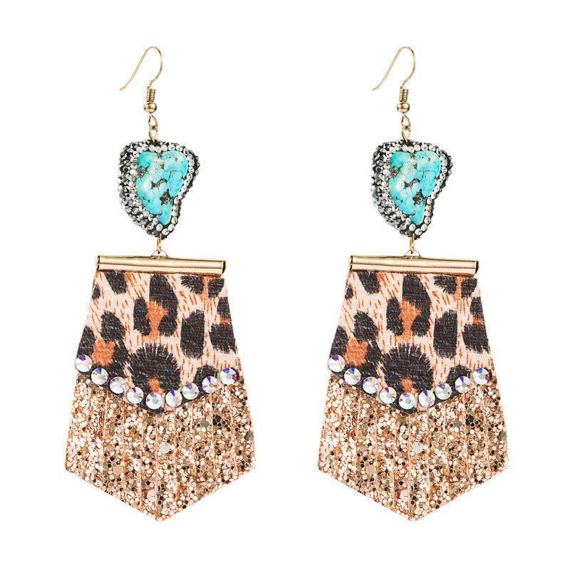 On-trend Leopard-print Long Leather Exaggerated Earrings